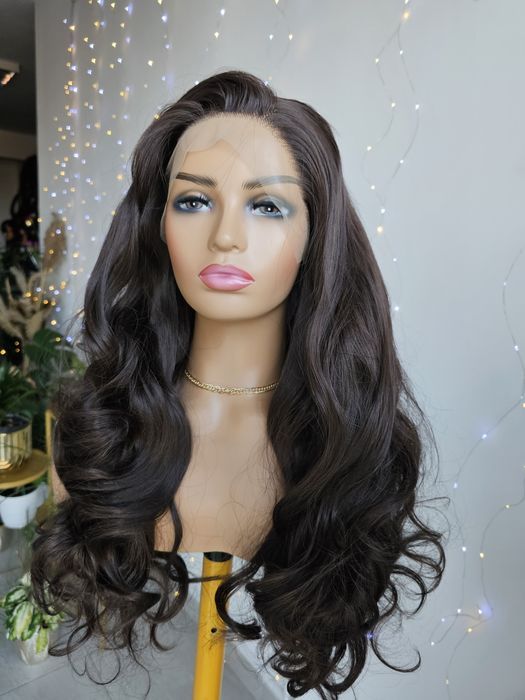 Samanta peruka premium długa lacefront naturalny brąz