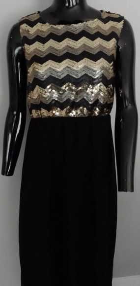 Sukienka czarna długa z cekinami rozmiar L (dd8)