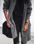 Obszerny szary sweter z bufiastymi rękawami Bershka S