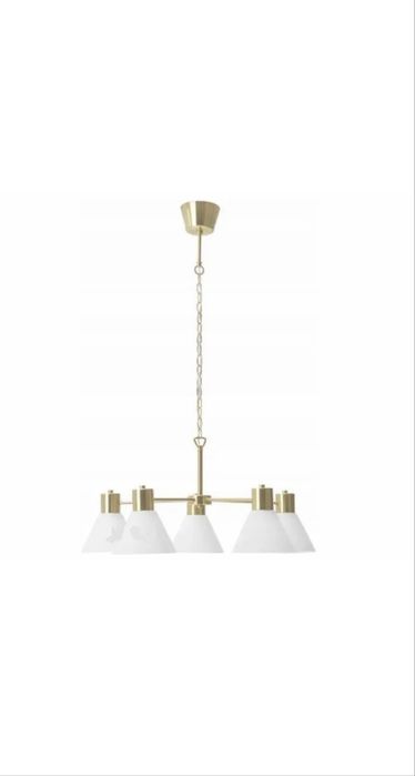 IKEA FLUGBO Żyrandol, kolor mosiądz/szkło + kinkiet