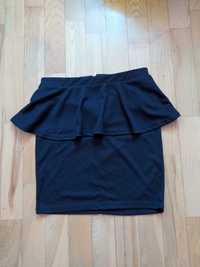 Czarna spódnica mini z baskinką M 38 zip Pepco