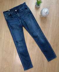 Levi's 511 29/32 granatowe przecierane jeansy slim fit