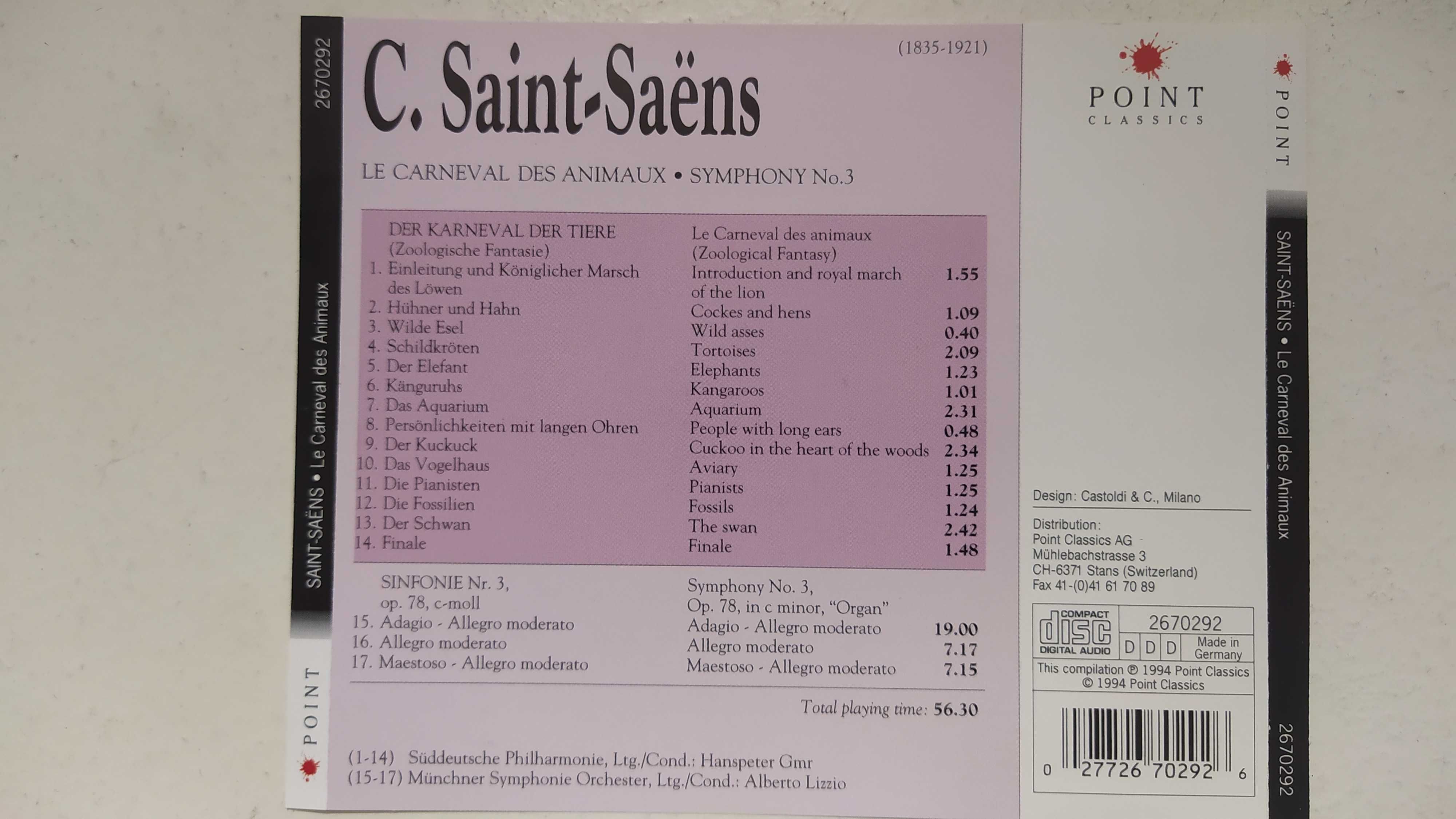Saint Saens Le Carneval des Animaux Symphony No 3 Organ Point Classics