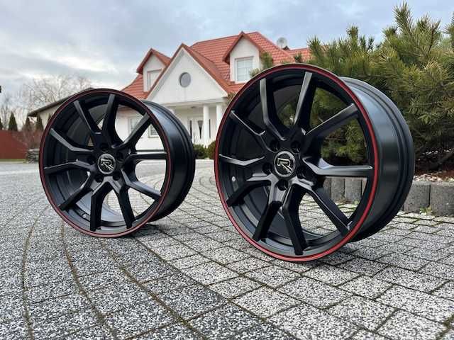 Nowe Felgi 5253 FELGI 16 5x100 VW POLO BORA GOLF  SKODA Czerwony Rant