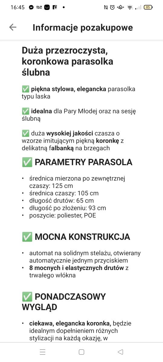 Parasol koronkowy na ślub, sesję zdjęciową