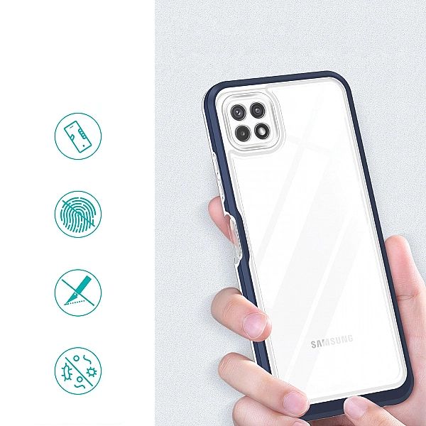 Clear 3in1 etui do Samsung Galaxy A22/5G żelowy pokrowiec z ramką nieb