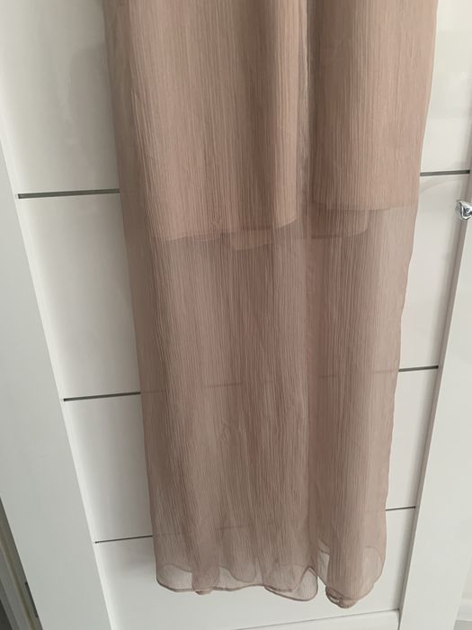 шелковое платье в пол бежевое вечернее xs/s