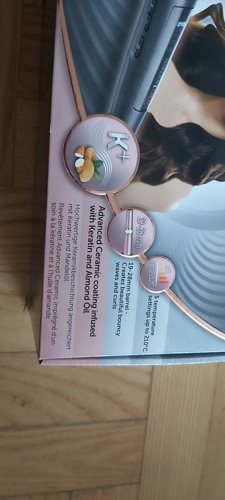 Nowa lokówka stożkowa remington 210° keratin protect curling wand