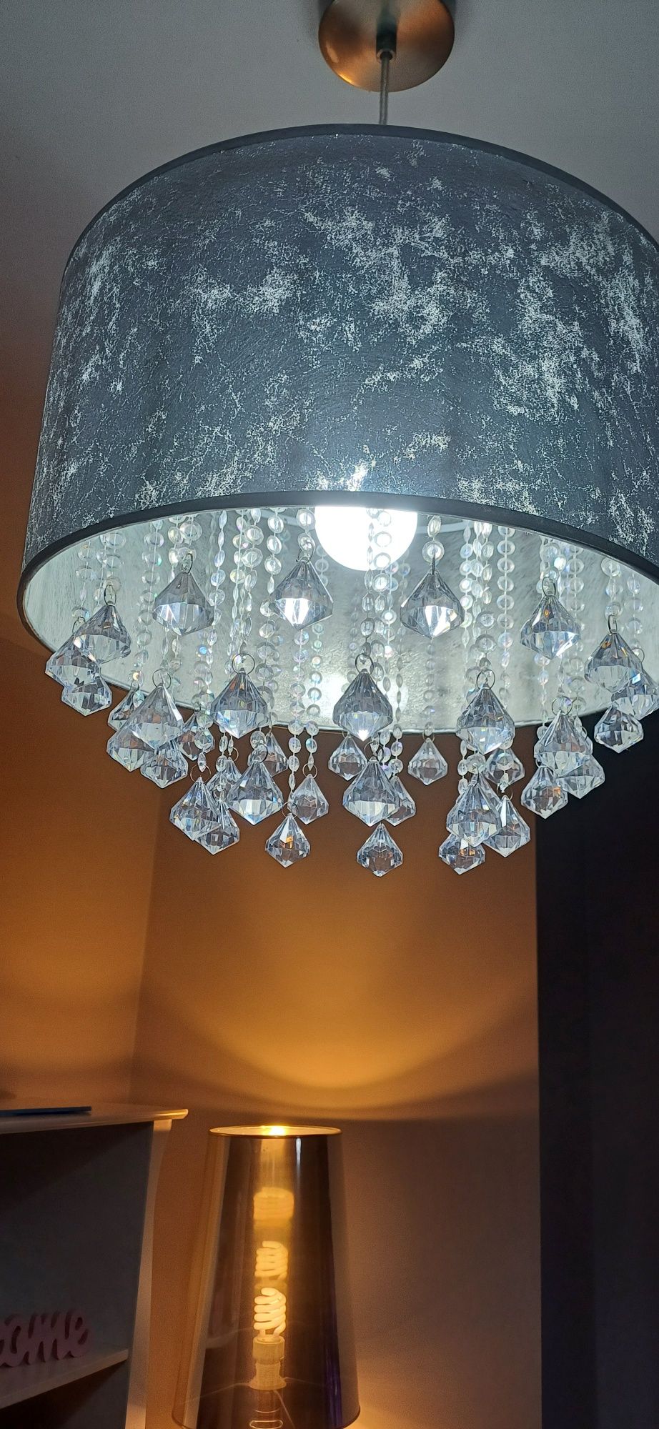 Lampa wisząca Glamour srebrna kryształki