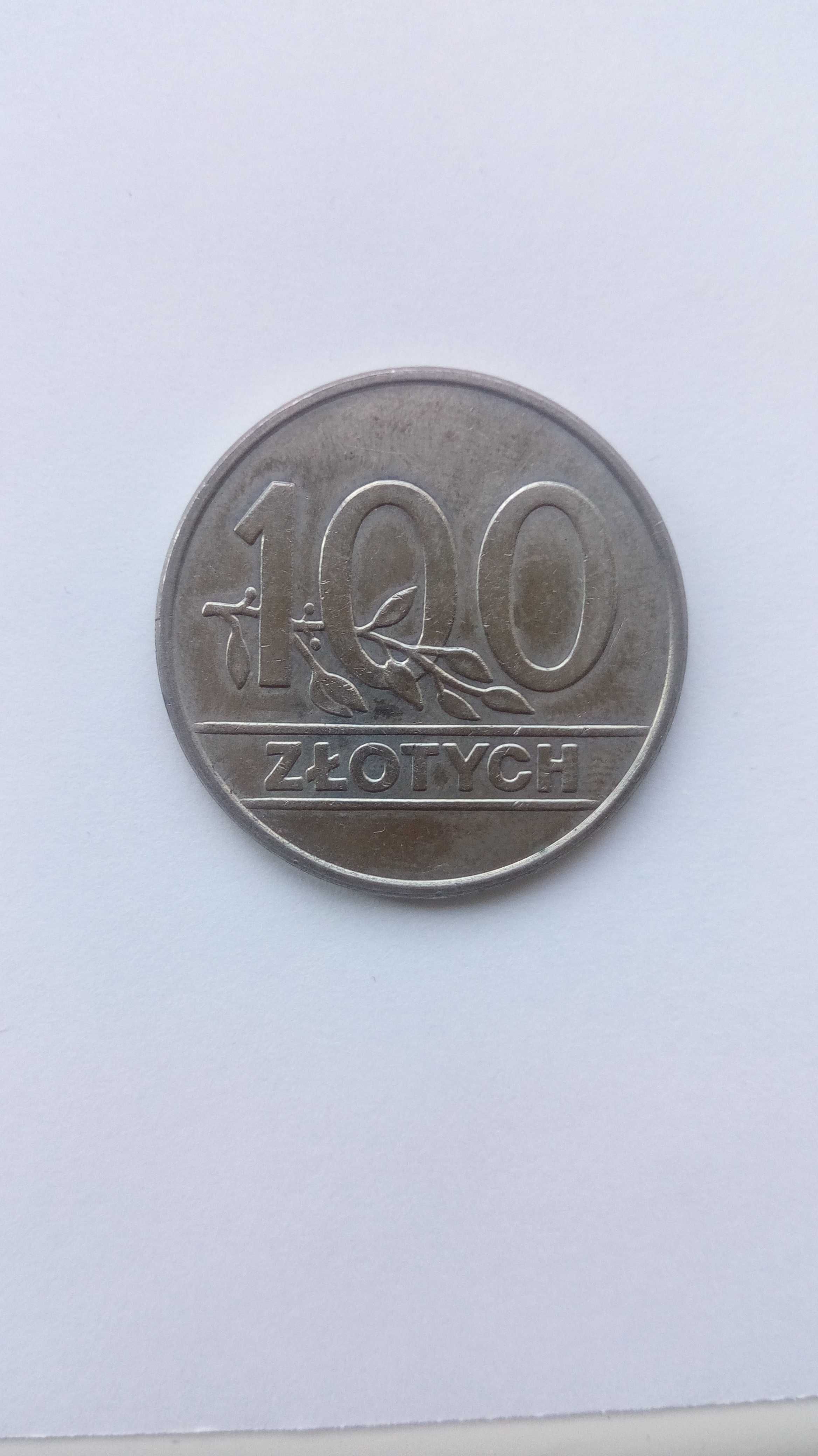 moneta 100 zł 1990 r.Stan bdb. Ze znakiem mennicy.