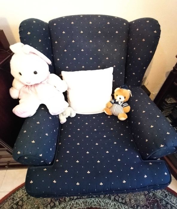 Sofá-cama azul + sofá individual