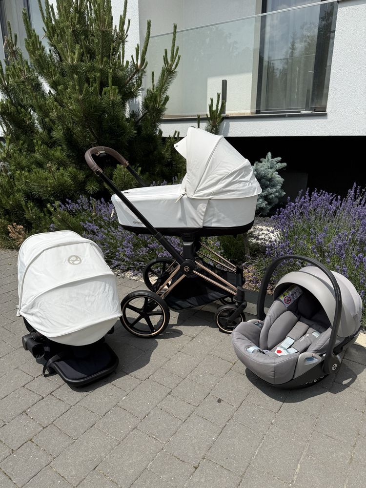 Cybex priam 4.0 3в1 Off White, шасі Rosegold.