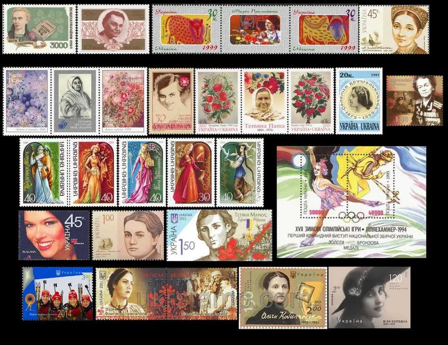 Марки ВІДОМІ жінки ДІЯЧІ Шевченко ВЧЕНІ поети АРХІТЕКТУРА  МОСТИ маяки