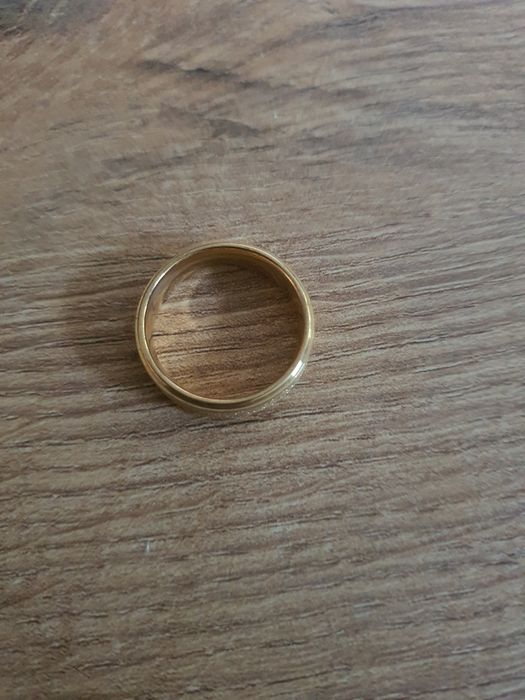 Złota Obrączka Pierścionek Piaskowana Stal Szlachetna