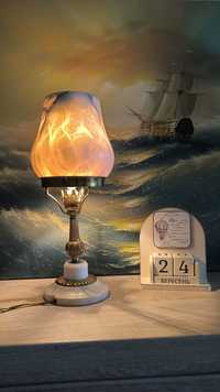 Оригинальная винтажная лампа XX века, мрамор и латунь (h - 38 см.)