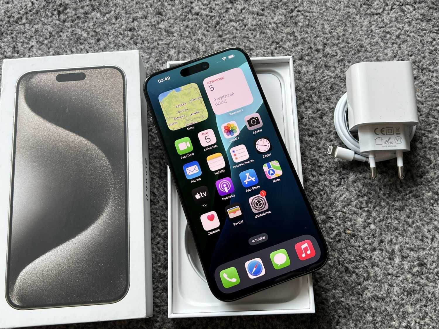 iPhone 15 Pro Max 512GB Black Czarny Grey Grafitowy Bateria 98%+ SZKŁO