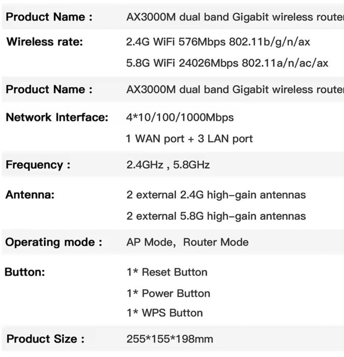 Fenvi AX3000 Router WI-FI 6