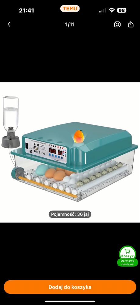 Inkubator na 36 jajek