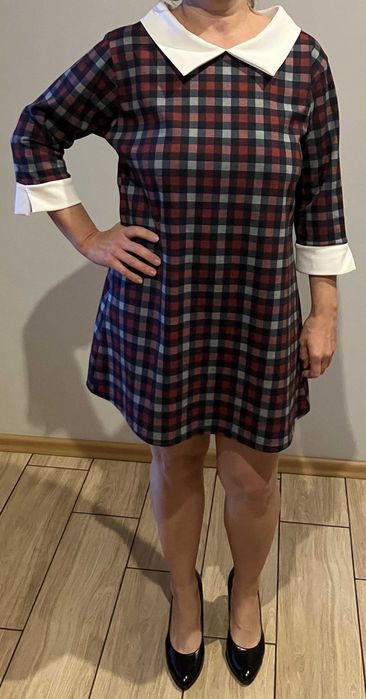 Nowa  sukienka w drobną kratkę, roz. XXL., fason oversize