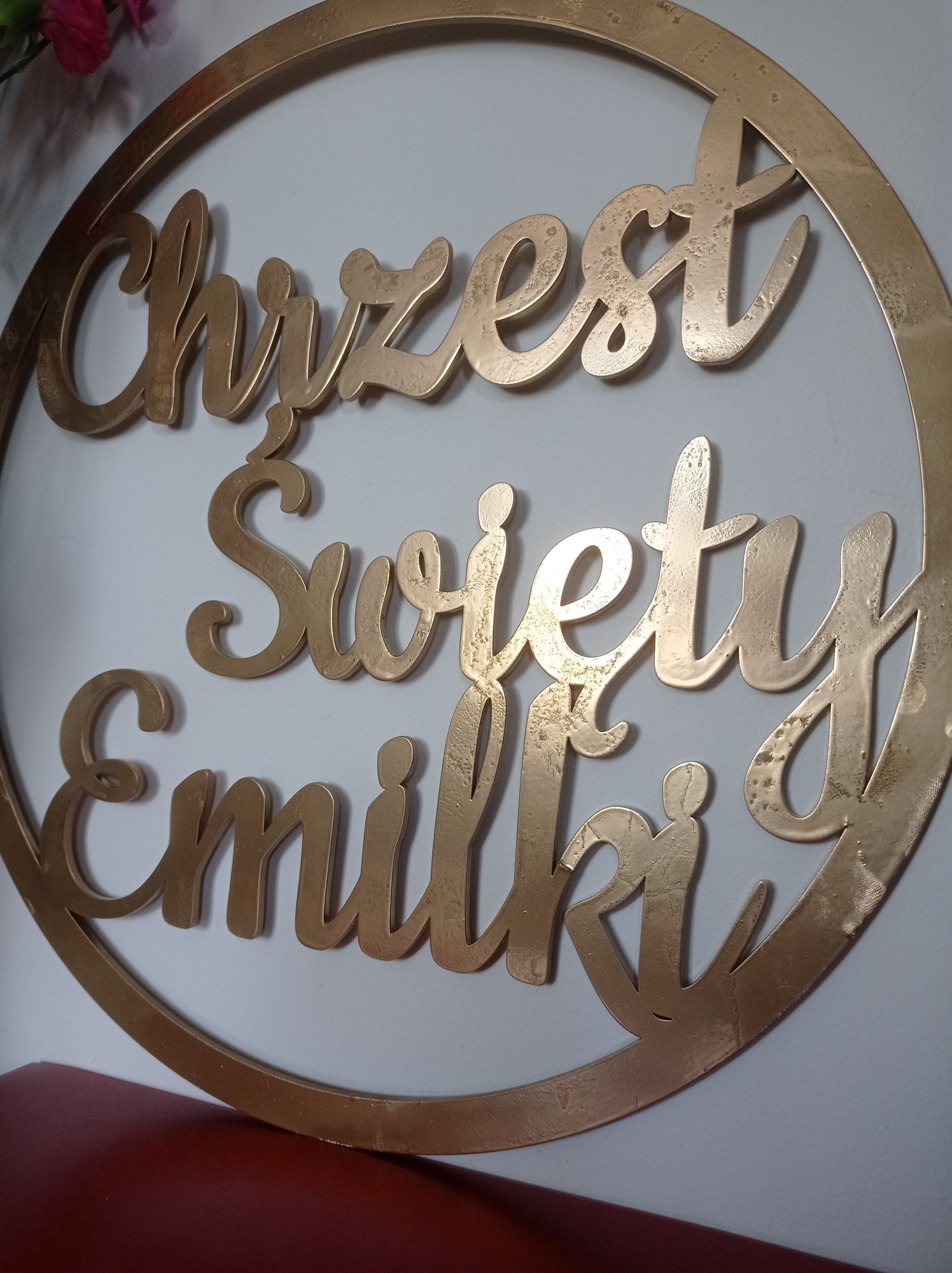 Napis Chrzest święty Emilki