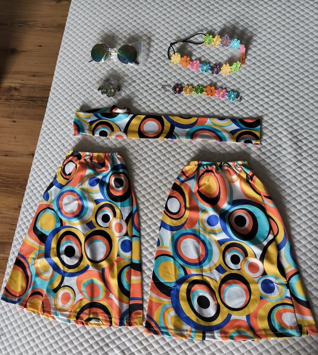 Strój przebranie hipisowski 60 70 damski rękawy nóg akcesoria hallowee