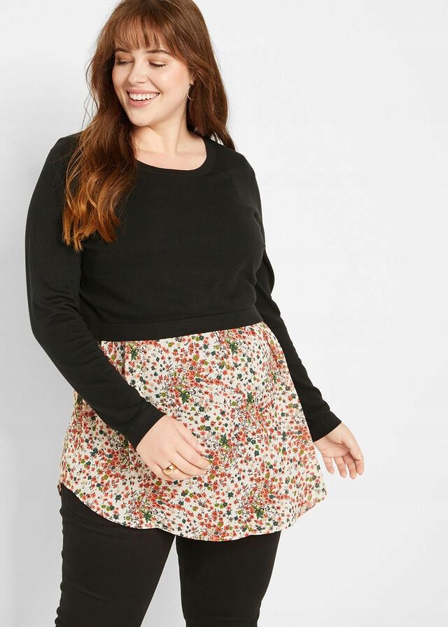 B.P.C sweter ciążowy i do karmienia z koszulową wstawką 44/46.