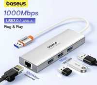Хаб HUB Baseus 4в1 (USB-A to Lan RJ45 Ethernet PD 3xUSB)
