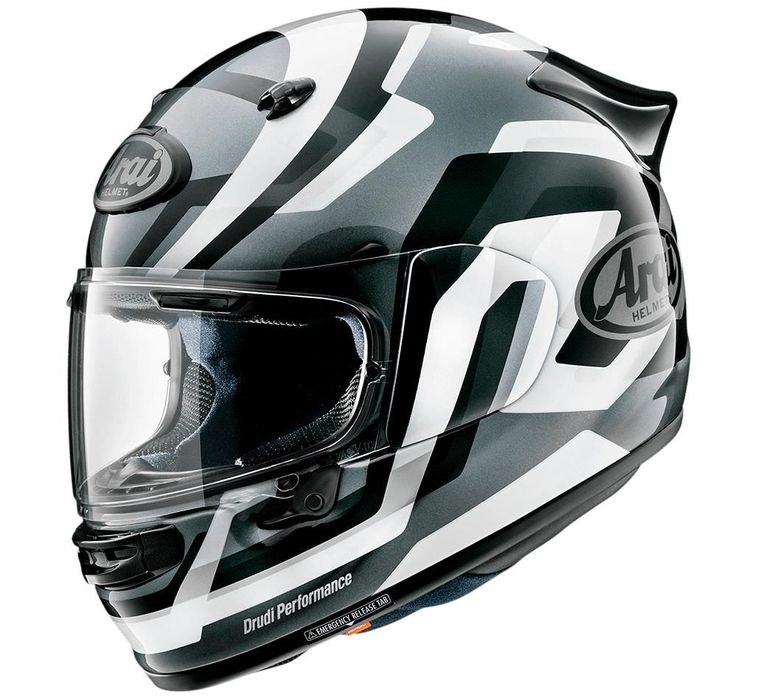 capacete arai quantic snake preta/branca/cinza