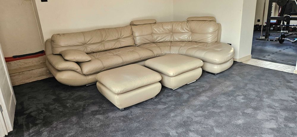 Narożnik, wypoczynek, kanapa ze skóry naturalnej OKAZJA Skóra