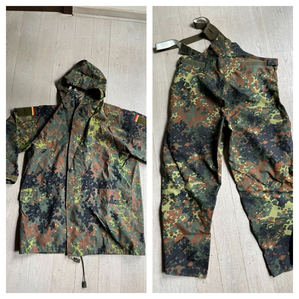 Kurtka  z kapturem i spodnie wodoodporne Flecktarn Bundeswera