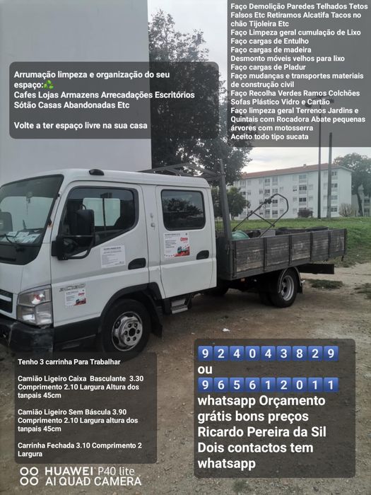 Faço cargas de Entulho Madeira Pladur Resíduos Monos