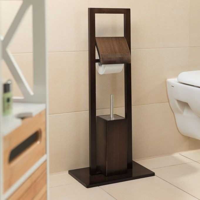 Stojak toaletowy łazienkowy drewniany szczotka WC wys.82cm
