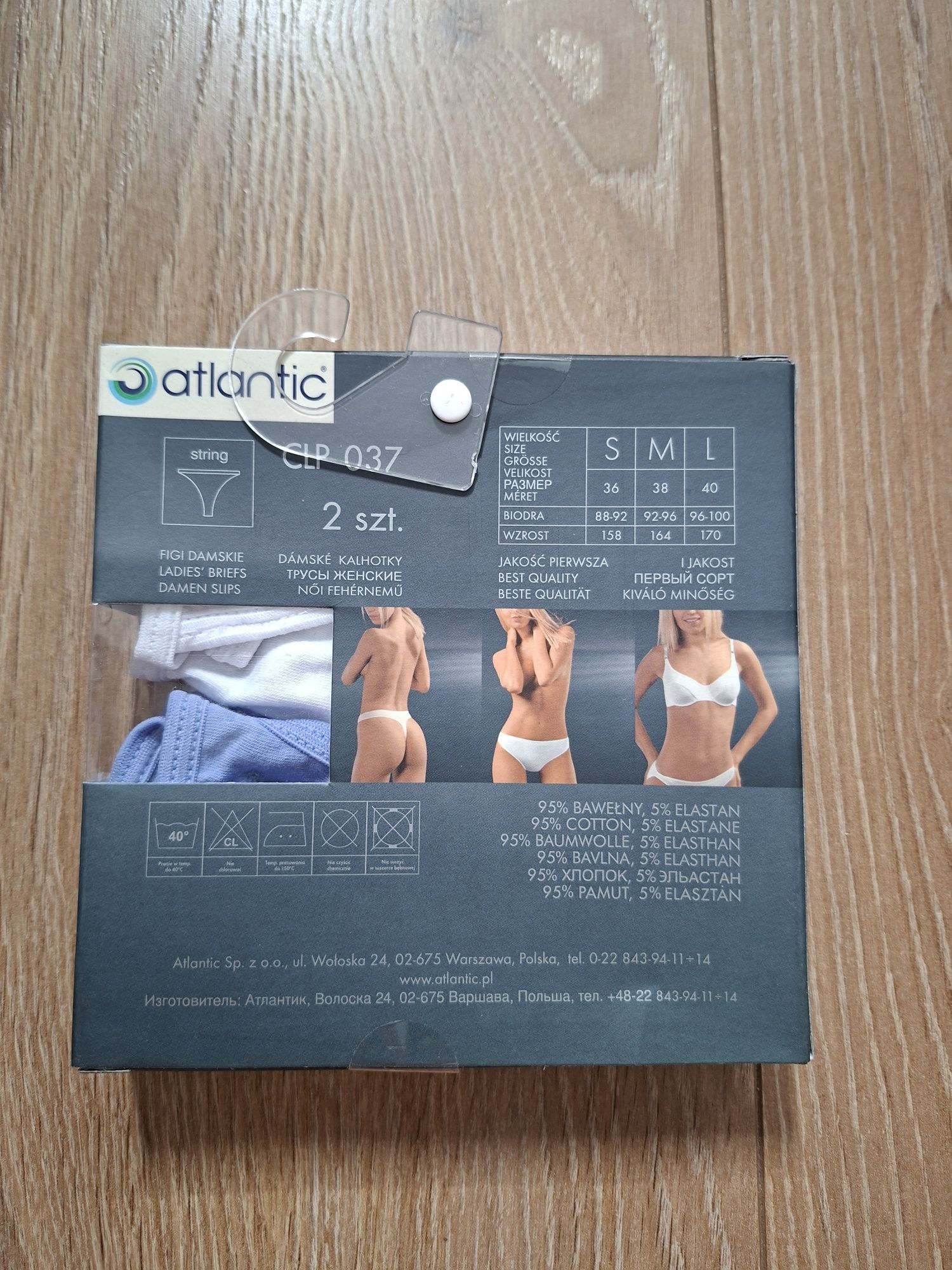 2+1 Stringi damskie Atlantic, rozmiar M, 2PACK, białe lila