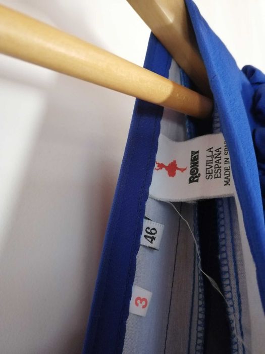 Vestido Sevilhana novo, nunca vestido, azul, 46