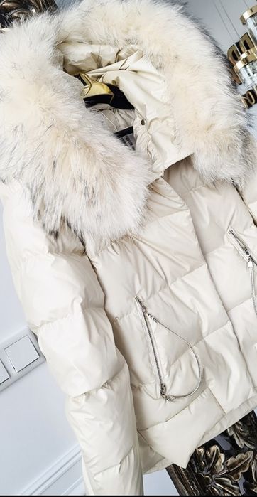 Kurtka zimowa  puchowa perłowa jenot