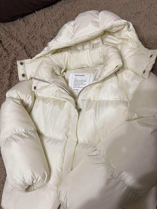 Пуффер пуховик оверсайз oversize blow fashion молочний s/m
