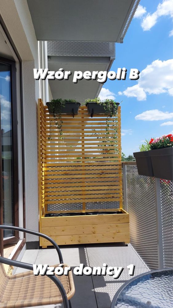 Donica z pergolą pod wymiar płot lamelowy pergola donice