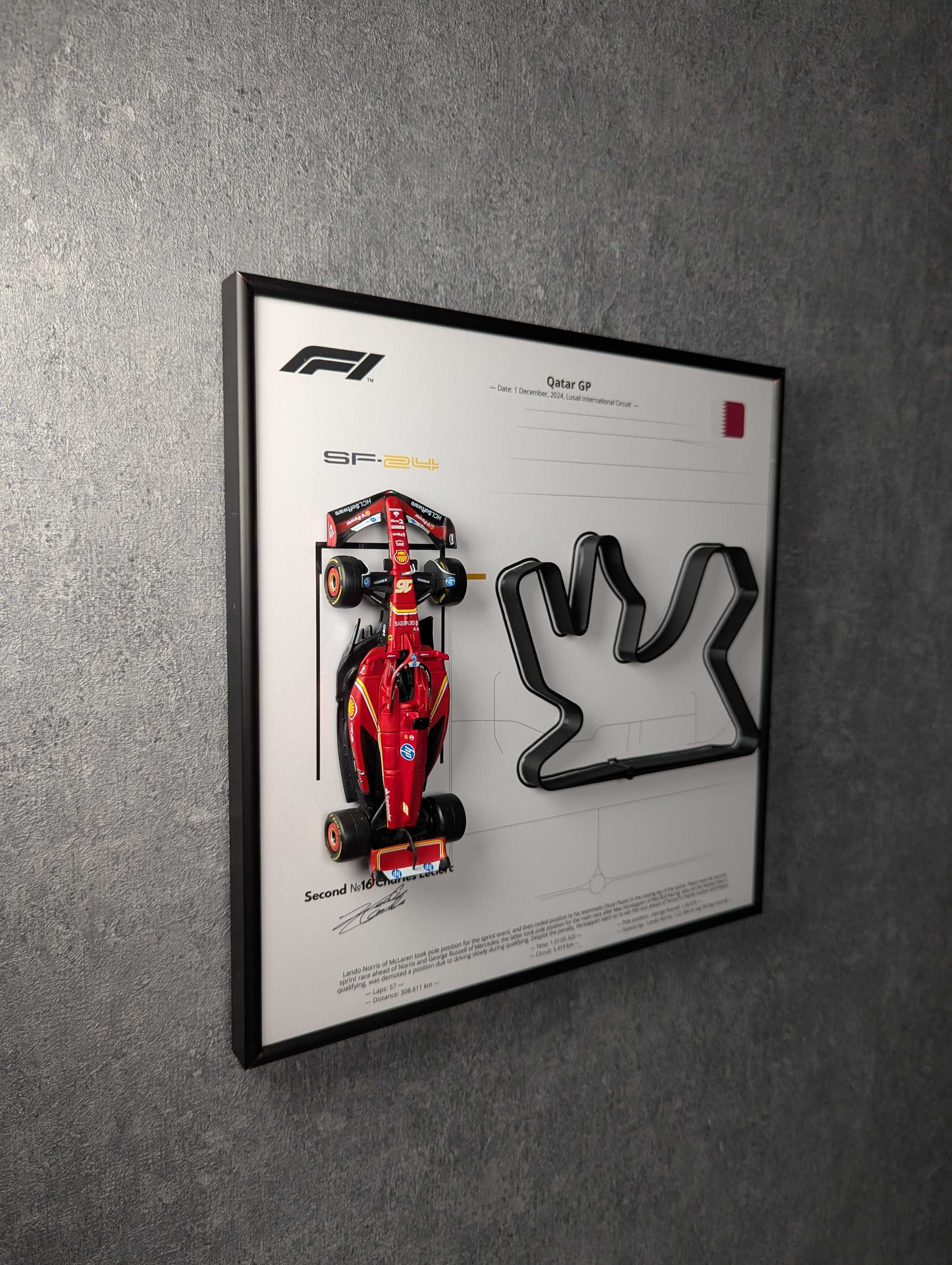 Bburago з Рамкою F1 Ferrari SF24 та Трасою Qatar GP 2024 #16 Leclerc