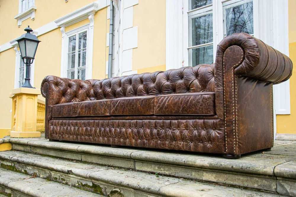 Sofa Chesterfield SKÓRA NATURALNA