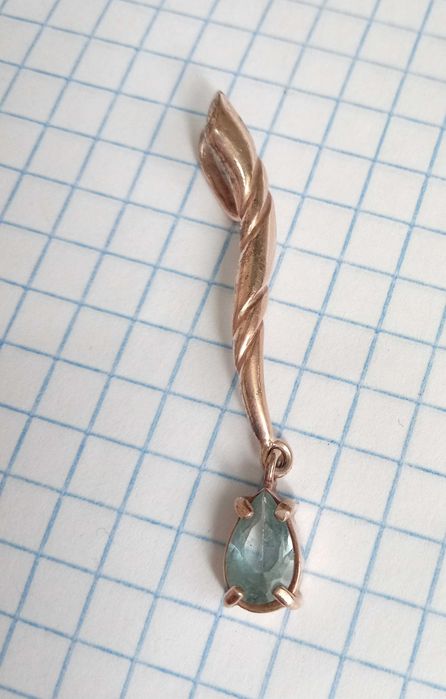 Вінтажний Підвіс кулон з камнем Срібло 925 Позолота. Аквамарин. Вінтаж