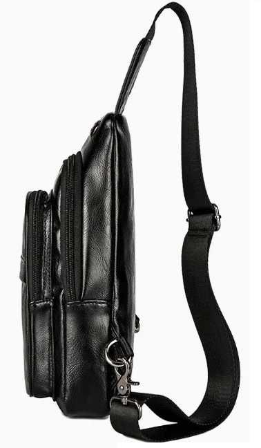 Чоловіча мужская кожаная стильная сумка бананка на груди барсетка топ