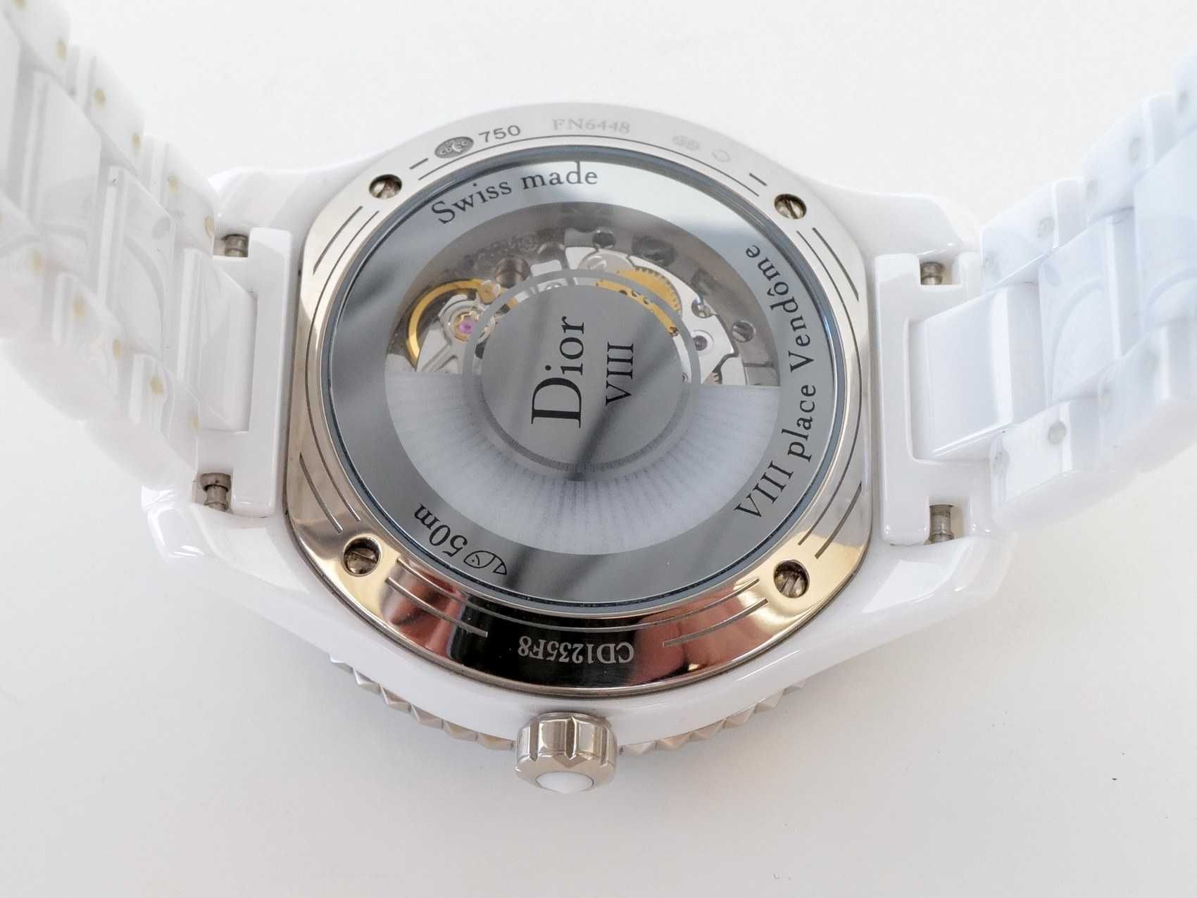 Dior VIII Baguette Aigues-Marines Automatic Ceramic 18K White Gold 33