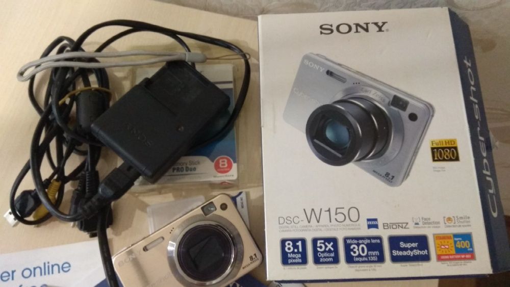 Фотоаппарат цифровой Sony Dsc-w150 Золотой аллюминевый корпус