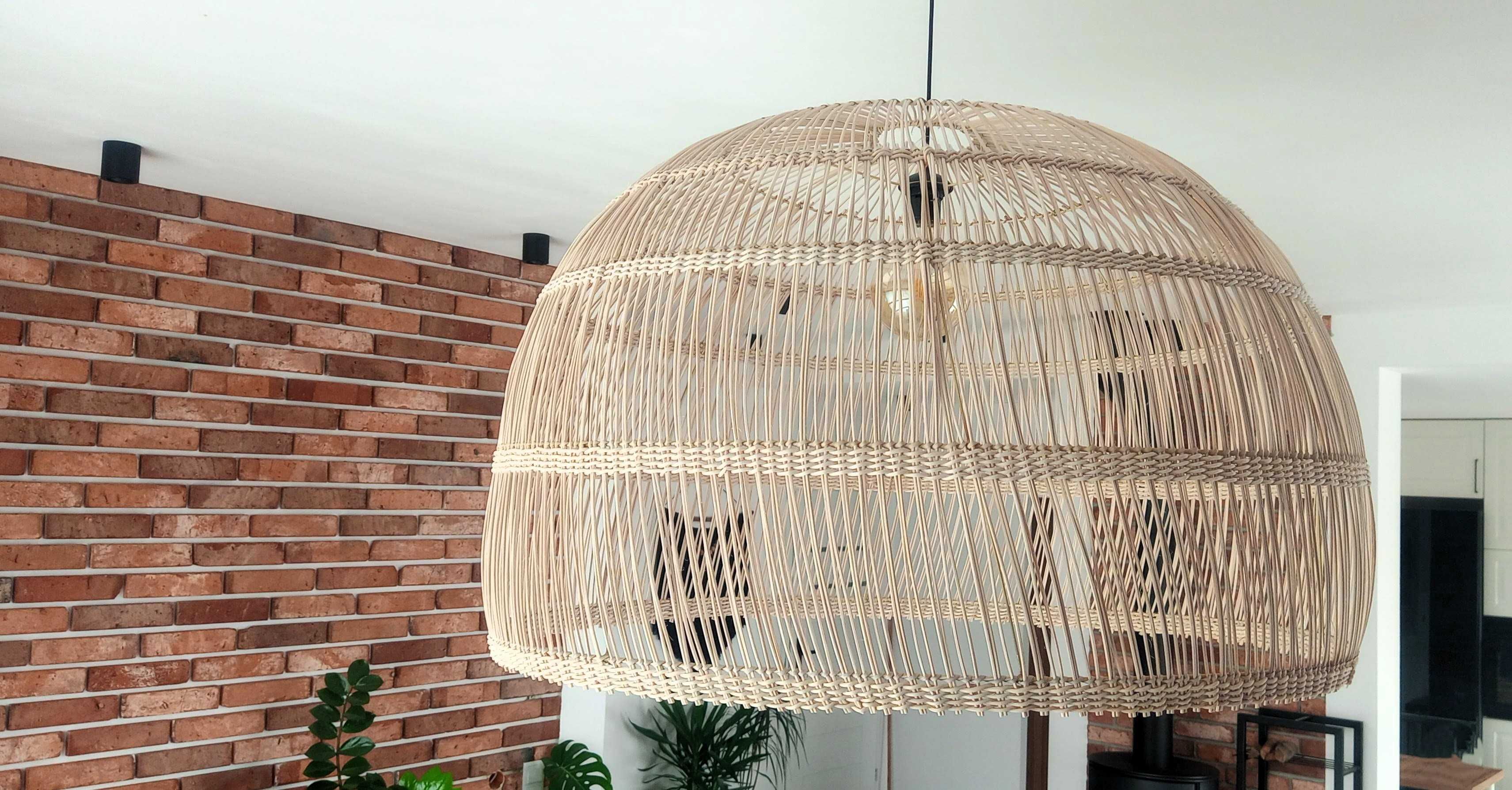 Lampa rattan rattanowa naturalna 100 cm bardzo duża do salonu ogrodu