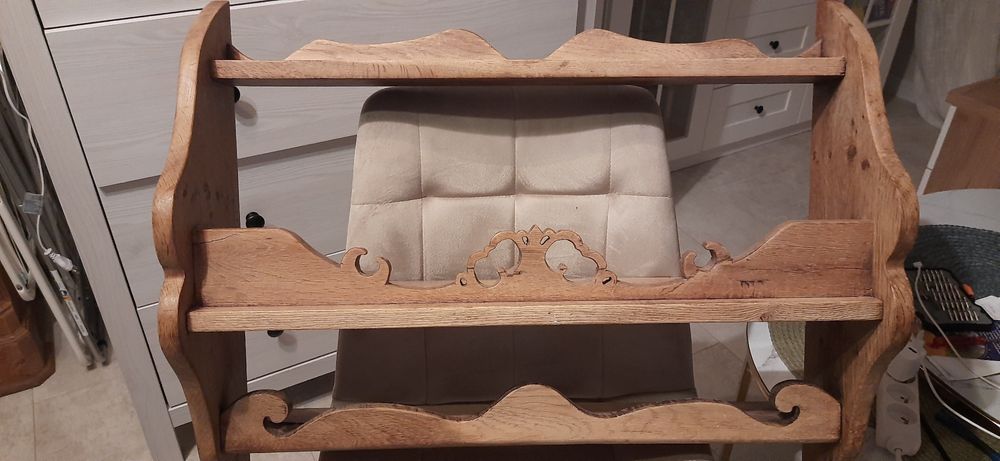 Piękna ,solidna antyczna Półka  dębowa