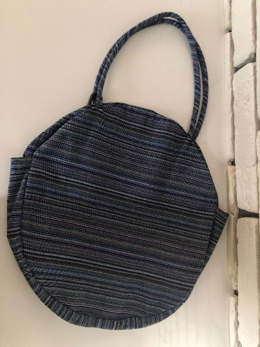 Handmade torba torebka worek plażowa okrągła w paski pojemna NOWA