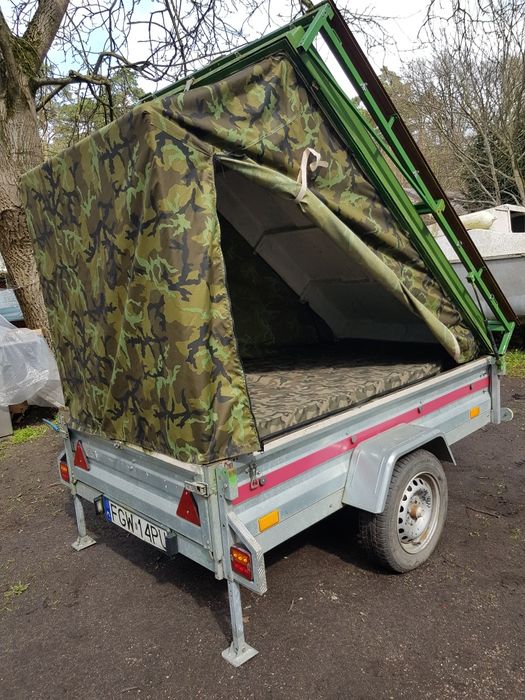 Zestaw wędkarski,namiot na przyczepie lekkiej,podłodziowej zabudowanej