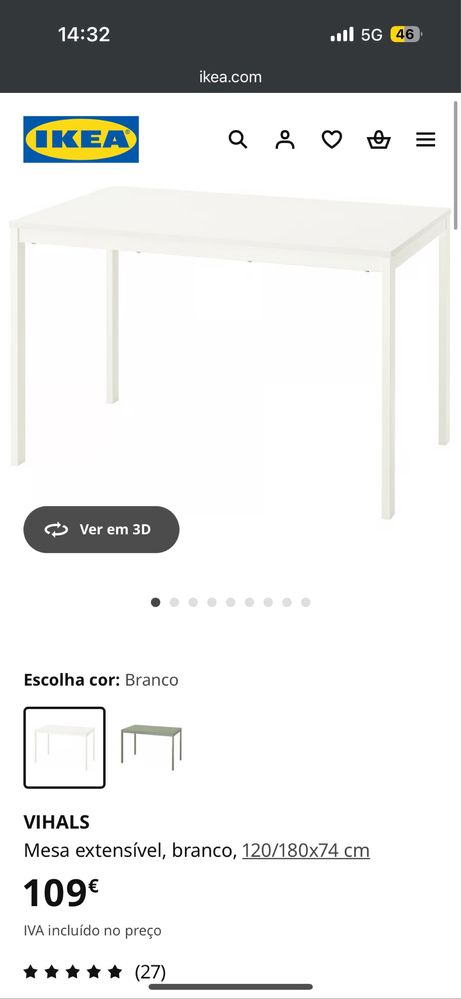 Mesa Extensiva c/ 4 cadeiras - Ikea - Excelente estado