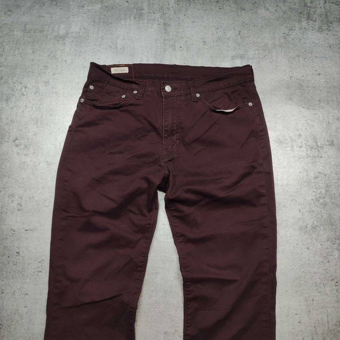 MĘSKIE Spodnie PREMIUM Eleganckie Chino Jeans Levis Materiał Bordowe