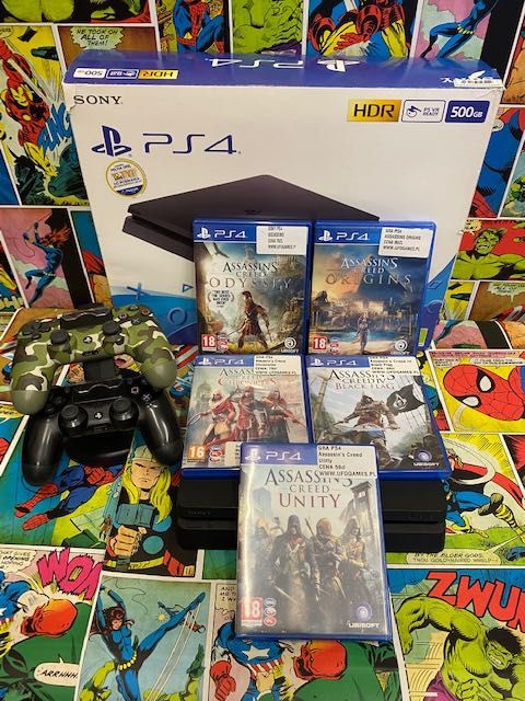 Sony Ps4 slim 1tb +5xAssassins Creed Pad x1 Gw12m Szczecin